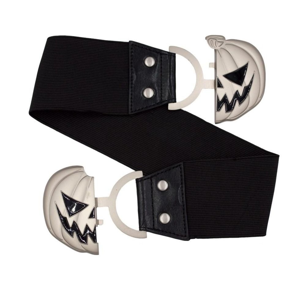 BACK IN STOCK!! Halloween Black Elastic Waist Belt Pumpkin S-M L-XL 2XL-3XL NWT - Picture 3 of 4